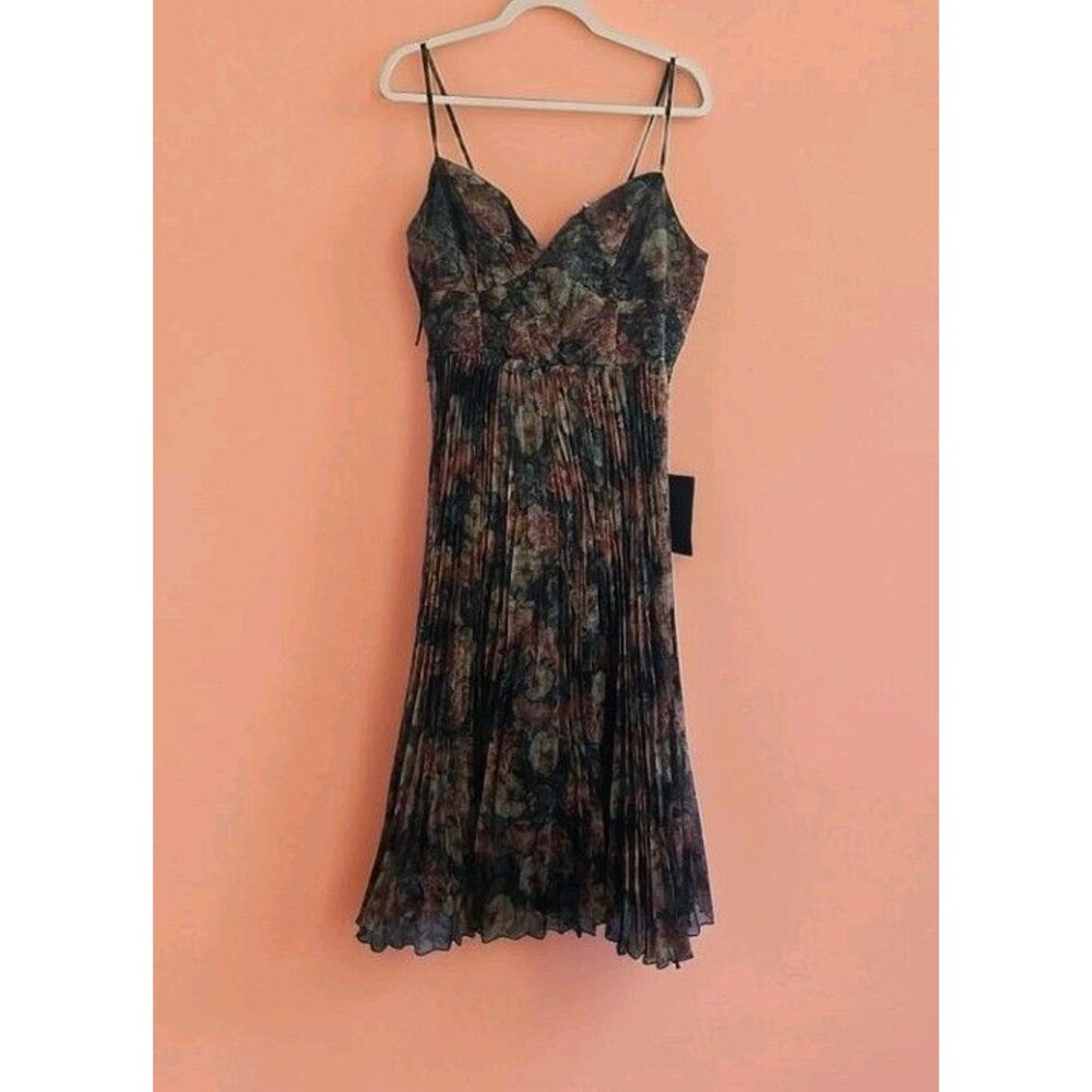 NWT Lulus Alondra Dark Green Multi Floral Pleated Midi Dress Size XL